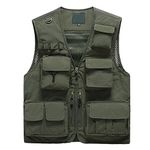 PrettyChic Men's Outdoor Fishing Vest Casual Work Mesh Vests Breathable Travel Photo Cargo Vest Jacket with Multi Pockets