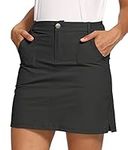 LastFor1 Women's Outdoor Skort Golf Skorts Active Athletic Skort UPF 50+ Hiking Casual Skirt Quick Dry with Pockets Dark Grey S