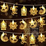 NOJGAC 2 PCS Eid Mubarak Decorations Eid String Lights, Ramadan Mubarak String Lights, Ramadan Mubarak Decorations, Star Fairy String Lights for Eid Festival Christmas Home Outdoor Garden Decorations