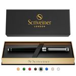 Scriveiner Black Green Rollerball Pen - Stunning Luxury Pen, Chrome Finish, Schmidt Ink Refill, Best Roller Ball Pen Gift Set for Men & Women, Professional, Executive Office