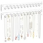 MaxGear Necklace Holder Wall Mounted Necklace Organizer, 2 Pack Acrylic Jewelry Hanger with 12 Knobs/Pack for Bracelets, Rings, Earrings & Bangles Display Rack, Hanging Jewelry Hooks for Women & Girls