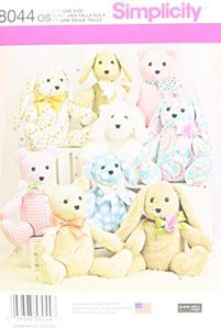 Simplicity 8044 Two-Pattern Piece Stuffed Animals Sewing Pattern, One Size Only