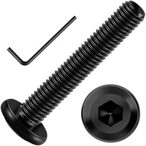 Mywish M6 x 40mm 50Pcs Flat Head Hex Socket Cap Screws Bolts, 304 Stainless Steel Furniture Bolts Full Thread, Black Oxide & Hex Spanner
