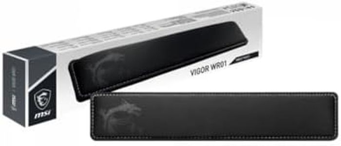 MSI Vigor WR01 Wrist Rest - Keyboard Wrist Pad, Cooling Gel & Memory Foam Support with Ice Silk Lycra Upholstery & Antibacterial Coating, Inclined Profile, Anti-Slip Rubber Base - 432 x 86 x 25mm