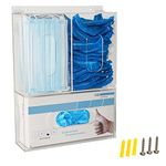 KOEMEHR Disposable Glove Box Dispenser Holder Triple Gloves Rack Hairnet Tissue Napkin Dispenser with Lid for Wall Mount Organizer for Food Service, Lab, Medical Office, Clear