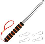 Rayibuir 2.5M Telescopic Handheld Flagpoles with Clips, 8.2Ft Portable Stainless Steel Flag Pole Lightweight Extendable Banner Pole for Tour Guide Teaching Pointer Stick with Anti-Slip Grip