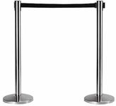 LADWA Set of 2 Q Manager, 202 Grade Extendable 2.25 mtr Hook Type Stanchions Barrier Accessories Steel Barricade, Black Que Manager