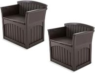 Suncast 31 Gallon Patio Seat Outdoor Storage and Bench Chair, Java (2 Pack)