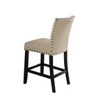 ACME Furniture Nolan Counter Height Chair, Set of 2, Linen/Salvage Dark Oak