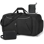 Lubardy Travel Duffle Bag for Men 65L Large Foldable Holdall Bags with Shoe Compartment Water Resistant Weekend Overnight Bag for Camping Gym Weekender Black