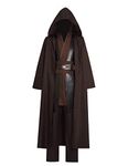 Mayerilby Anakin Skywalker Costume Adult Halloween Anakin Costume Tunic Hooded Robe For Men(Coffee, XL)