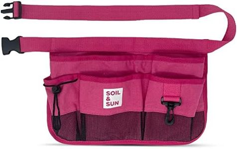 Soil & Sun Garden Tool Belt for Women, Tool Apron, Utility Belt Women, Teacher, Canvas Waist Apron with Pockets,Garden Aprons (Pink)