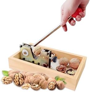 Marosynix Heavy Duty Walnut Cracker Tool, Macadamia Nut Cracker with Wooden Base and Adjustable Nut for Walnuts, Pecans, Almonds, Hazelnuts