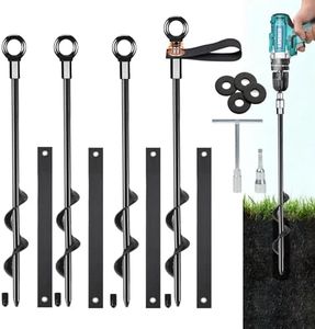 LIFEBED Trampoline Anchors High Wind Heavy Duty 15" Set of 4, Earth Ground Anchor Screw in, Trampoline Wind Stakes with Straps, Shed Anchor Kit for Mobile Home, Canopies, Carport, Gazebo, Swing Set