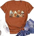 Fuyxxmer Womens Halloween Pumpkin Shirts Casual Autumn Fall Shirts Thanksgiving Graphic Tees Halloween Tops