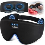 MUSICOZY Sleep Mask Headphones,100% Blackout 3D Eye Mask with Bluetooth Headphones,Comfortable Sleep Headphone with 16Hrs Playtime,No Pressure Bluetooth Sleep Mask for Side Sleepers,Travel,Nap