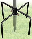 Garbuildman Pole Stabilizer Stand Base with 4 Prongs for Outdoor Bird Feeder Pole, In-Ground Support Applies to 0.74” to 1.1” Shepherds Hook, Black, 1 Pack, Measure Before Purchase