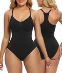 SHAPERX Bodysuit Shapewear for Women Tummy Control Racerback Seamless Sculpting Body Shaper Tank Top, UK-SZ5305-Black-XXS/XS