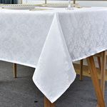 SASTYBALE White Tablecloth Rectangle 60 x 102 Inch Jacquard Damask Tablecloth, Spill Proof & Wrinkle Free Polyester Table Cloth, Heavy Table Cover for Dining Room, Party, Indoor, Outdoor