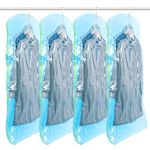 TAILI Hanging Vacuum Storage Bags for Clothes, 4 Packs (135x70cm), Blue Vacuum Coat Bags for Suits, Jackets or Dresses, Closet Organizer Space Saver Vacuum Bags