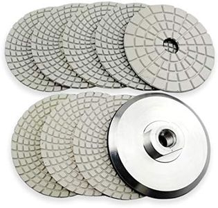 SHDIATOOL 4 - Inch Diamond Polishing Pads Wet Set of 8Pcs Plus An Aluminum Backer for Marble Granite Stone 100mm
