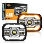 Auxbeam 5x7 7x6 LED Headlights with DRL & Turn Signal High/Low Beam H6054 Led Rectangular Headlight for Jeep Wrangler YJ Cherokee XJ H6054 H5054 H6054LL 69822 6052 6053