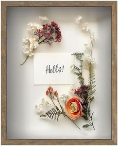 FrameWorks 16x20 Driftwood Wooden Shadow Box Frame – Soft Felt Back, Tempered Glass, and Included Elegant White Ball Push Pins