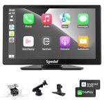 Spedal 9 Inch Wireless Carplay & Android Auto with 1080P Backup Camera, Portable Car Stereo with Car Play Touch Screen, Navigation with Mirror Link, Bluetooth, AUX/FM, Gift of Drive Mate