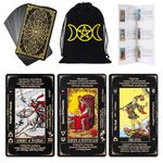 Tarot Cards with Guide Book & Linen Carry Bag, 78 Classic Original Tarot Cards Deck Fortune Telling Game with Meanings on Them for Beginners to Expert