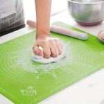 1 Pc Green 50x40cm Non-Stick and No-Slip Silicone Baking Pastry Mat 19.7''x15.8'' Fondant Mat Dough Rolling Mat with Measurement Cookies Cake Bread Making