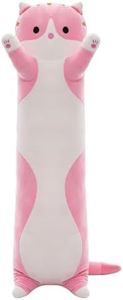 SHINUOER Cute Long Cat Plush Body Pillow, Soft Stuffed Animals 59 Inch Pink