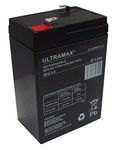 ULTRAMAX RECHARGEABLE BATTERY 6V 4.5AH FOR ELECTRIC TOY CARS, MODEL BOATS, ALARMS ECT