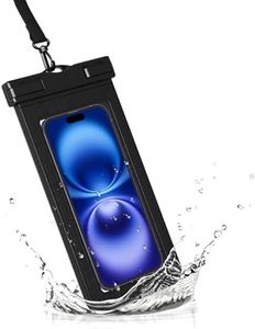 Jnusxy Universal Waterproof Phone Pouch Case with Card Holder, Large Screen Compatible, Black (1Pink+1Green)