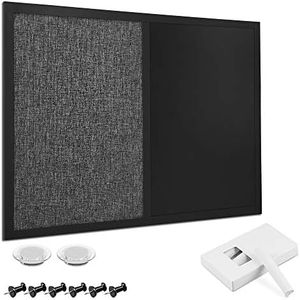 Navaris Combination Chalk and Bulletin Board - 18 x 24 in Magnetic Chalkboard Fabric Combo Pin Board for Wall - Includes Chalk Pen, Push Pins, Magnets