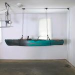 Teal Triangle Heavy Duty Elite Kayak Hoist, Easy-Lift Garage Pulley System, Holds 150 lbs, Fits 8-Foot Ceilings, Patented No-Slip Strap, No Setup Required