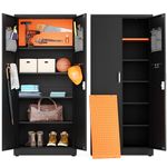 METALTIGER Locking Metal Storage Cabinet | Garage Storage Cabinet with Doors and 5 Adjustable Shelves | 71" Lockable Tool Cabinet | Heavy-Duty Metal Cabinets for Office, Home, School, Gym (Black)