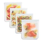 rezip Gallon 4-Pack Reusable Bags | BPA-Free, Food Grade, Leakproof, Freezer and Dishwasher Safe | Holds 16 Cups / 128 Fl Oz | 4-Pack (Clear)