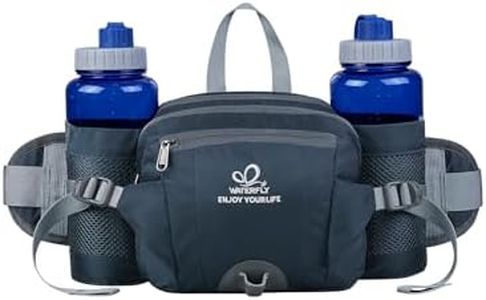WATERFLY Waist Bag Fanny Pack with Water Bottle Holder Hiking Waist Pack for Men Women Traveling Walking Camping Waist Pouch (Dark Blue)