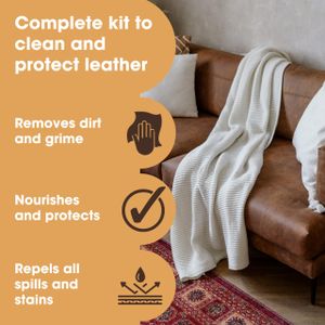 Furniture Clinic Leather Care Kit – 500ml Cleaner & Conditioner for Sofas, Car Seats