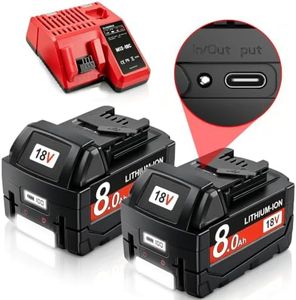 8000mAh M18 Battery Replacement for Milwaukee 18V PD Bidirectional USB Port LCD Display LED Light Compatible with Milwaukee 48-11-1815 48-11-1820 48-11-1840 48-11-1850 48-11-1860 Cordless Power Tools