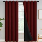 Yakamok 100% Blackout Curtains for Bedroom 2 Panels - Completely Blackout Window Drapes Thermal Insulate Window Panels with Black Backing for Living Room, Grommet Top (52 by 84 inches, Burgundy Red)