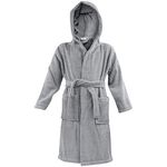 A2Z 4 Kids Girls Boys Terry Towel Steel Grey Robe 100% Cotton Dressing Gown - Towel Bathrobe Steel Grey_11-12