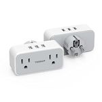 TESSAN Type E F Plug Adapter 2 Pack, Germany France Power Adapter, Schuko Plug with 2 AC Outlet 3 USB Charger, Travel Adaptor for US to Europe EU Spain Iceland Greece Korea Russia German French