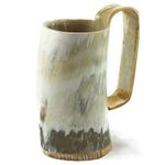 HORNCRAFT Drinking Horn Mug The Viking Beer Wine Mead Horn Mug - Medium Horn Tankard - Polished Finish - Tumbler Ox Horn Beaker Vessels - Drinking Cup (600ml - 750ml) Capacity