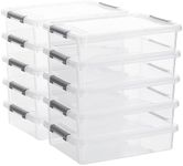 Citylife 10PC Storage Bins with Lids, Stackable Plastic Box, Paper Storage