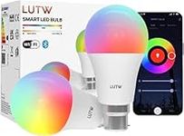 LUTW Smart Light Bulb, B22 Bayonet Led Bulb with Colour Changing Light, Compatible with Echo Alexa, Google Home, 9W 940lm RGBCW Bluetooth &WiFi 2.4GHz, Pack of 2 (No Hub Required)