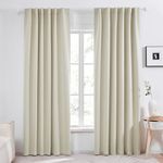 Deconovo Back Tab and Rod Pocket Solid Thermal Insulated Blackout Curtain and Drapes for Nursery Room 52W x 95L Inch 2 Panels Panels Light Beige