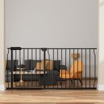 HOOOEN Extra Wide Baby Gate Extra Wide Extra Tall Dog Gates for Stairs Doorways Black Metal Tension Indoor Safety Gates with Pressure Mount 57.5-62 Inch