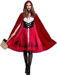 Colorful House Red Little Riding Hood Costume For Women, Christmas Halloween Party Dress with Cape Adult Role-Playing(Small)