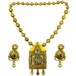 JD Jewellers One Gram Micro Gold Rajputana Rajasthani Traditional Ethnic Rajwadi 24k Gold Plated Pearl Long Necklace Set Gold Plated Beaded Rani Haar Necklace Set Earring for Women
